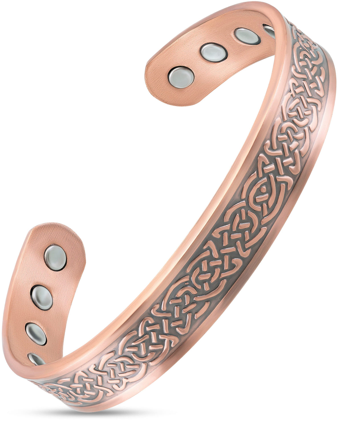 Stamped Shielded Knot Magnetic Copper Bracelet Cuff for Men