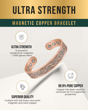 Stamped Viking Magnetic Copper Bracelet Cuff for Men