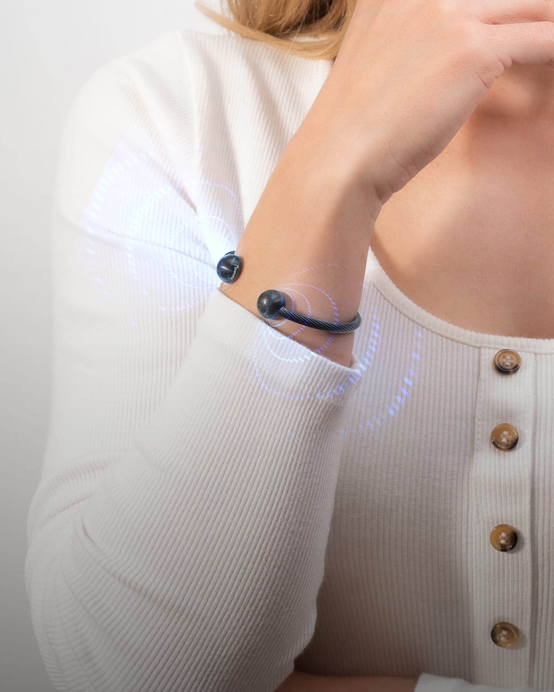 Twisted Cable Magnetic Bracelet Cuff (Gunmetal)