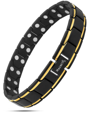 Magnetic Bracelet Ultra Strength Black & Gold Trim Magnetic Therapy Bracelet MagnetRX