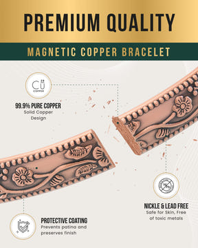 Women’s Floral Style Copper Magnetic Therapy Bracelet Bangle