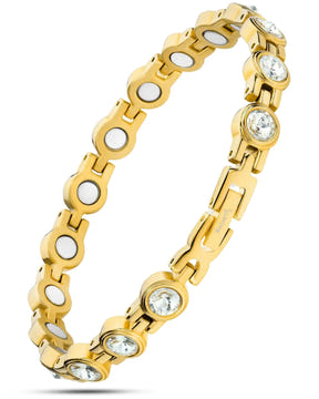 Magnetic Bracelet Women's Gold Crystal Magnetic Therapy Bracelet MagnetRX