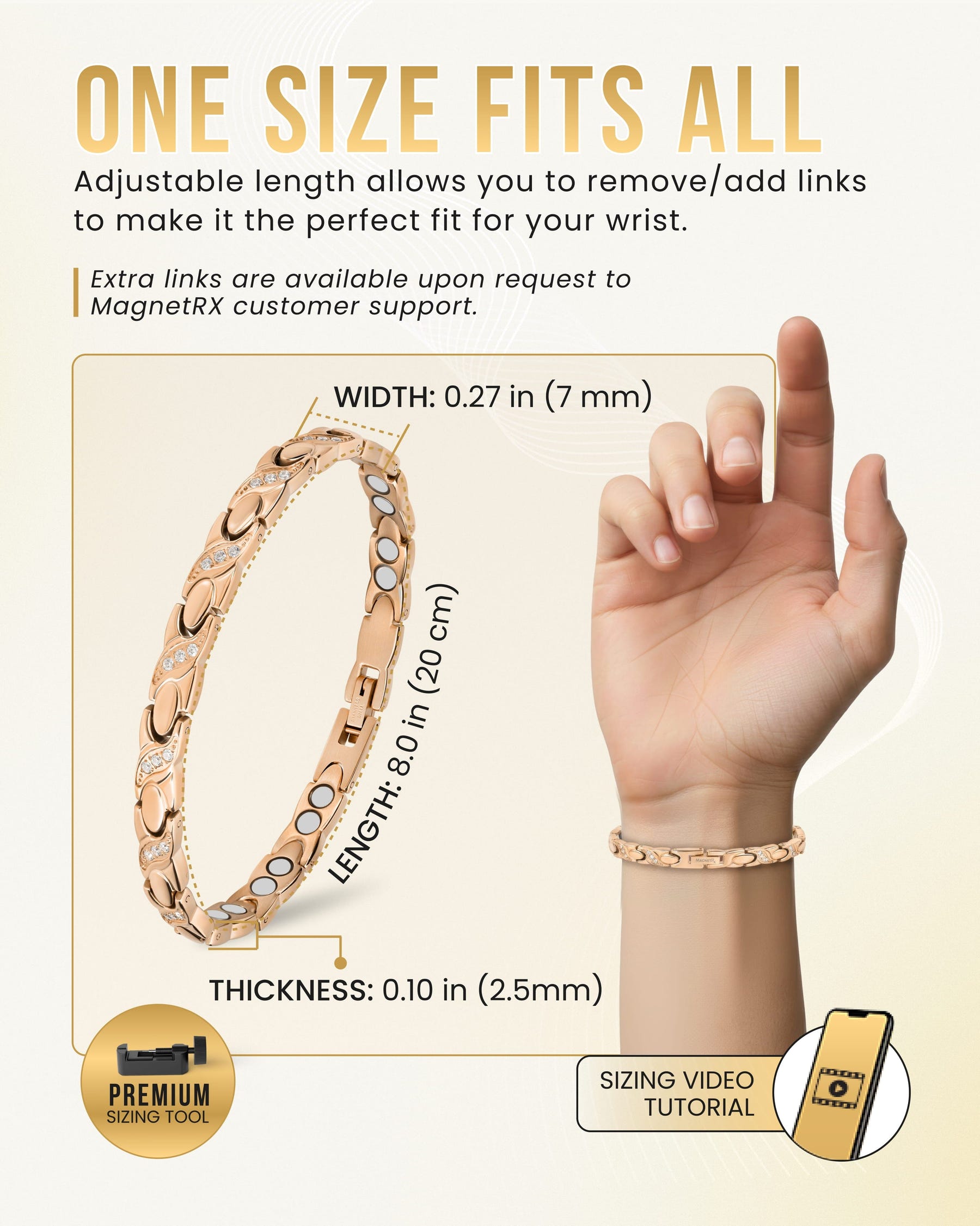 Magnetic Bracelet Women's Ultra Strength Magnetic Bracelet Crystal XO (Rose Gold) MagnetRX