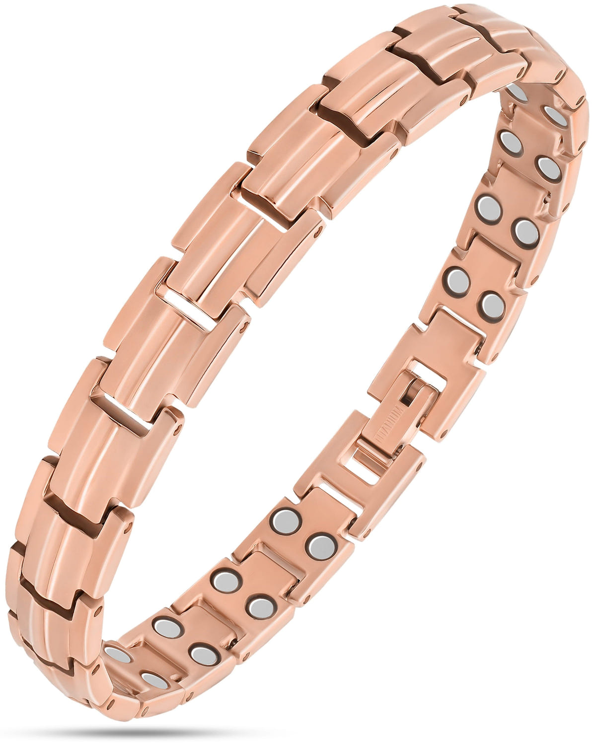 Women's Ultra Strength Magnetic Therapy Bracelet Rose Gold Titanium