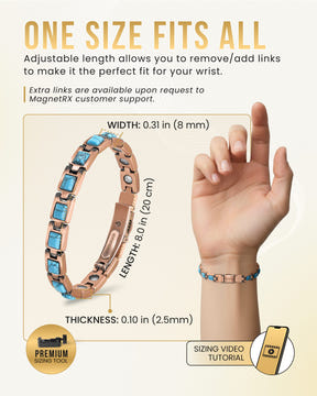 Women's Ultra Strength Pure Copper Magnetic Bracelet (Classic Turquoise)