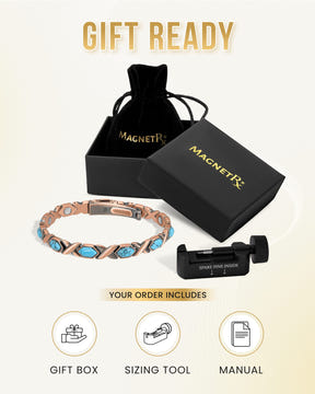 Women's Ultra Strength Pure Copper Magnetic Bracelet (Turquoise XO)