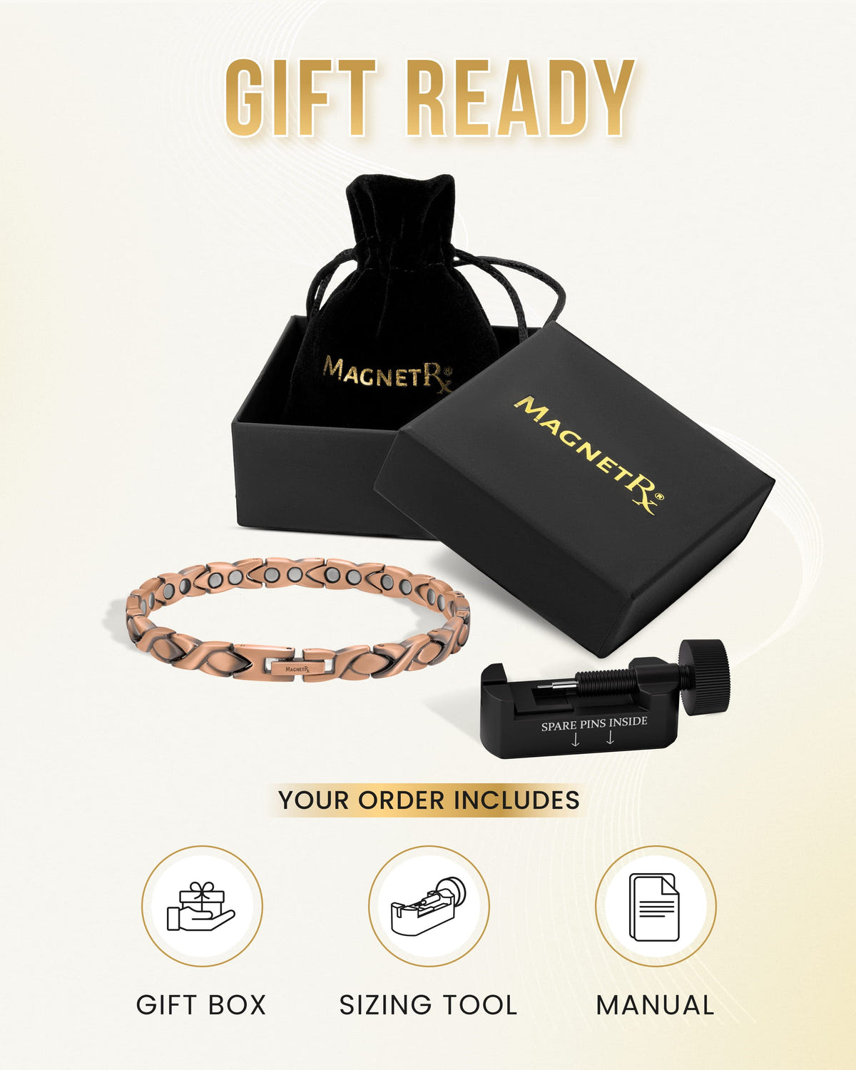 Women’s Ultra Strength Pure Copper Magnetic Therapy Bracelet (XO)