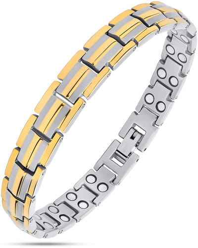 Women's Ultra Strength Silver & Gold Titanium Magnetic Bracelet