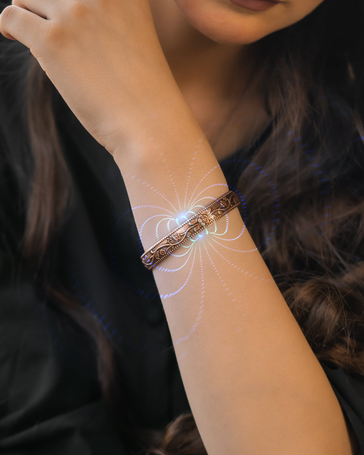 His & Hers Copper Magnetic Cuffs – Twisted & Floral