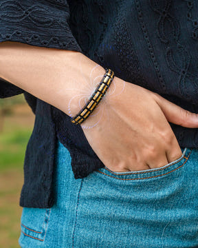 His & Hers Matching Magnetic Bracelets – EllipseMAX Titanium (Black & Gold)