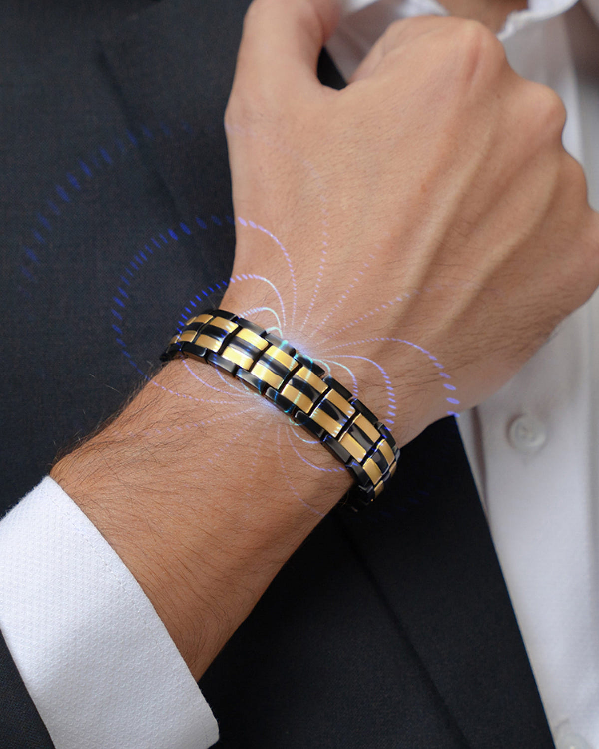 His & Hers Matching Magnetic Bracelets – EllipseMAX Titanium (Black & Gold)