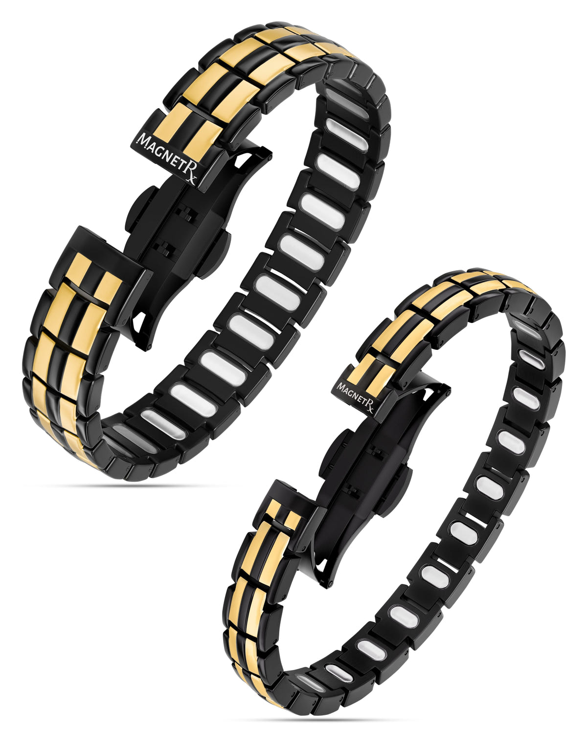 His & Hers Matching Magnetic Bracelets – EllipseMAX Titanium (Black & Gold)