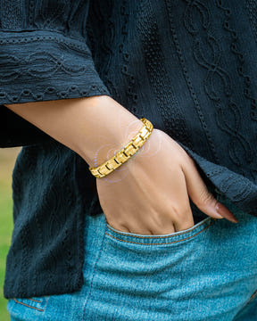His & Hers Matching Magnetic Bracelets – EllipseMAX Titanium (Gold)