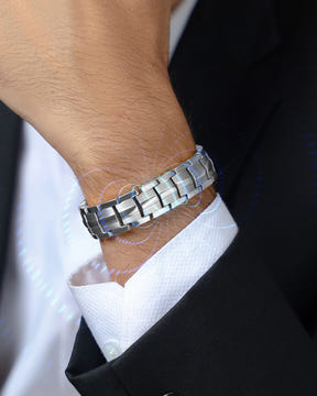 His & Hers Matching Magnetic Bracelets – EllipseMAX Titanium (Silver)