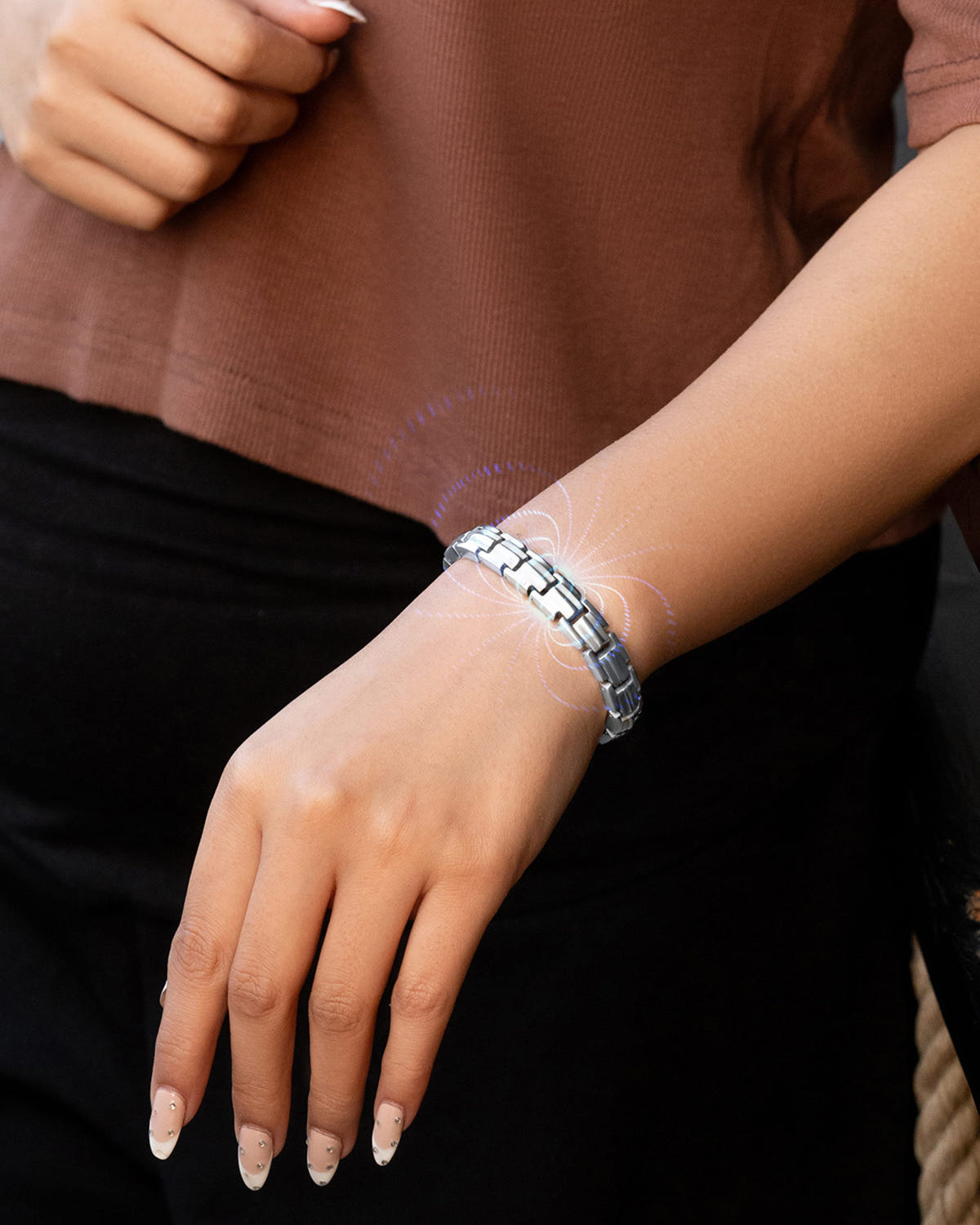 His & Hers Matching Magnetic Bracelets – EllipseMAX Titanium (Silver)