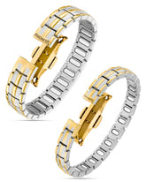 Magnetic Bundles His & Hers Matching Magnetic Bracelets – EllipseMAX Titanium (Silver & Gold) MagnetRX