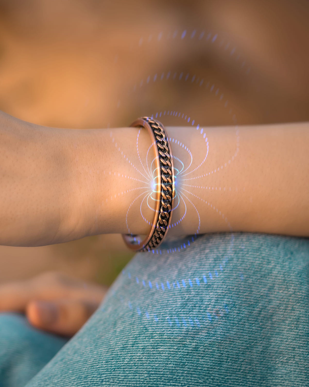 Magnetic Bundles Men’s Copper Magnetic Cuff Duo – Twisted & Curb Chain MagnetRX