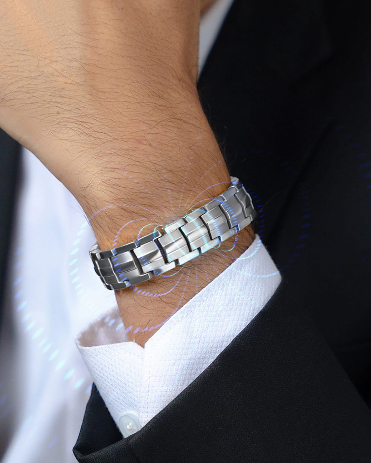 Magnetic Bundles Men’s Power Set – EllipseMAX Magnetic Bracelet + Necklace (Silver) MagnetRX
