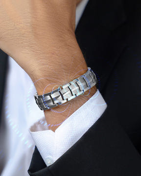 Magnetic Bundles Men’s Power Set – EllipseMAX Magnetic Bracelet + Necklace (Silver) MagnetRX