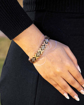 Women’s Crystal Magnetic Bracelet Duo – Copper & Silver