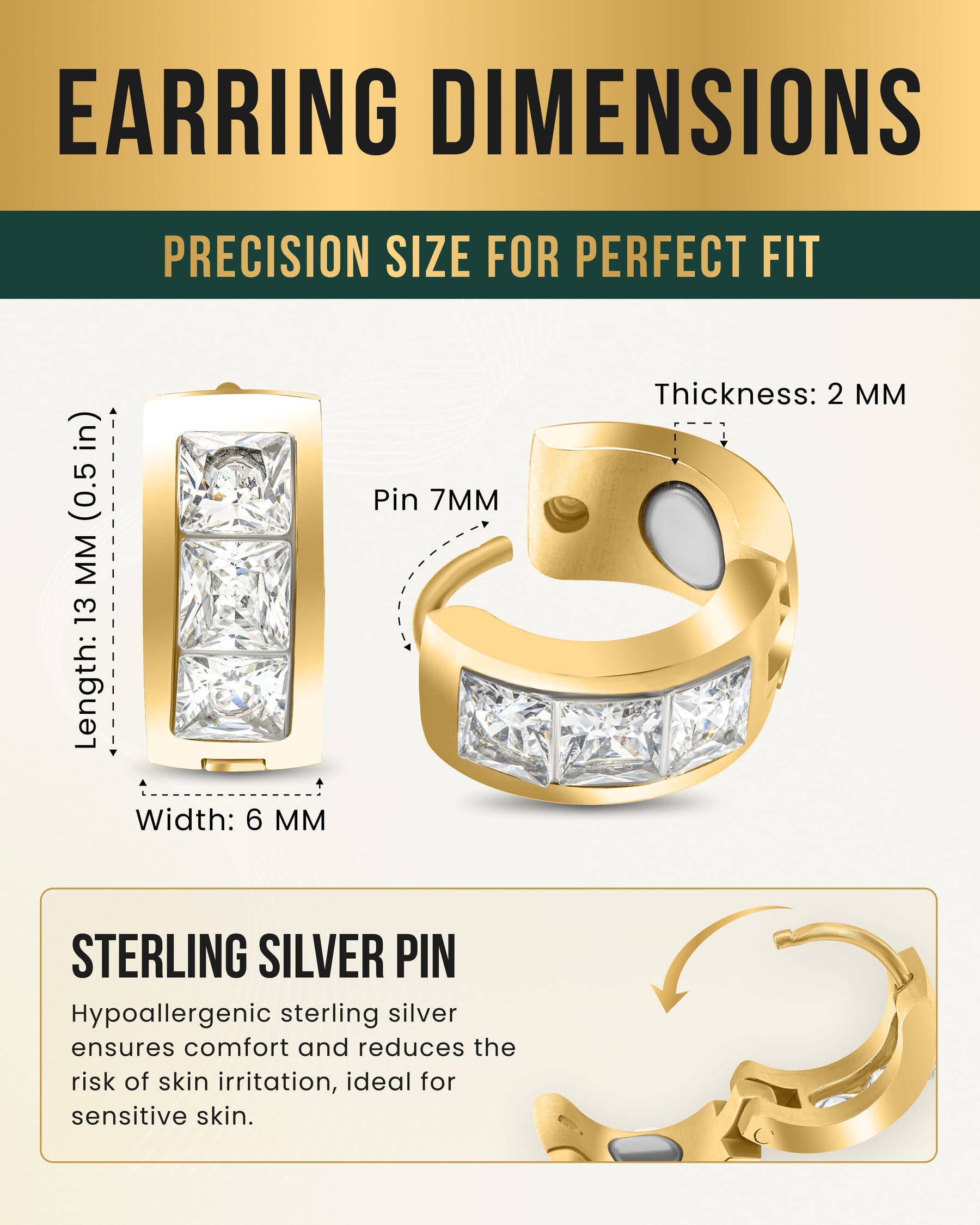 Crystal Magnetic Therapy Earrings for Women (Gold)