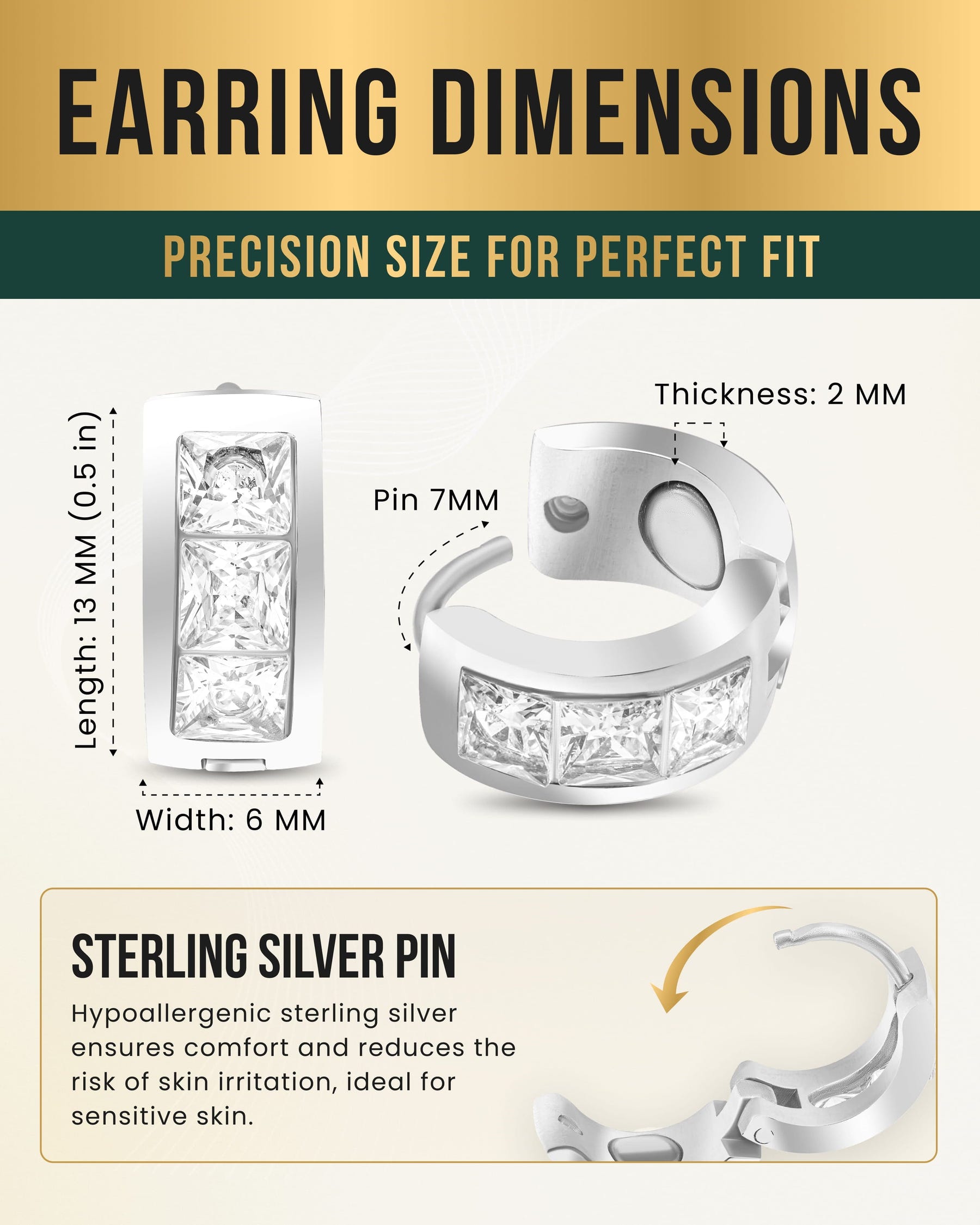 Crystal Magnetic Therapy Earrings for Women (Silver)