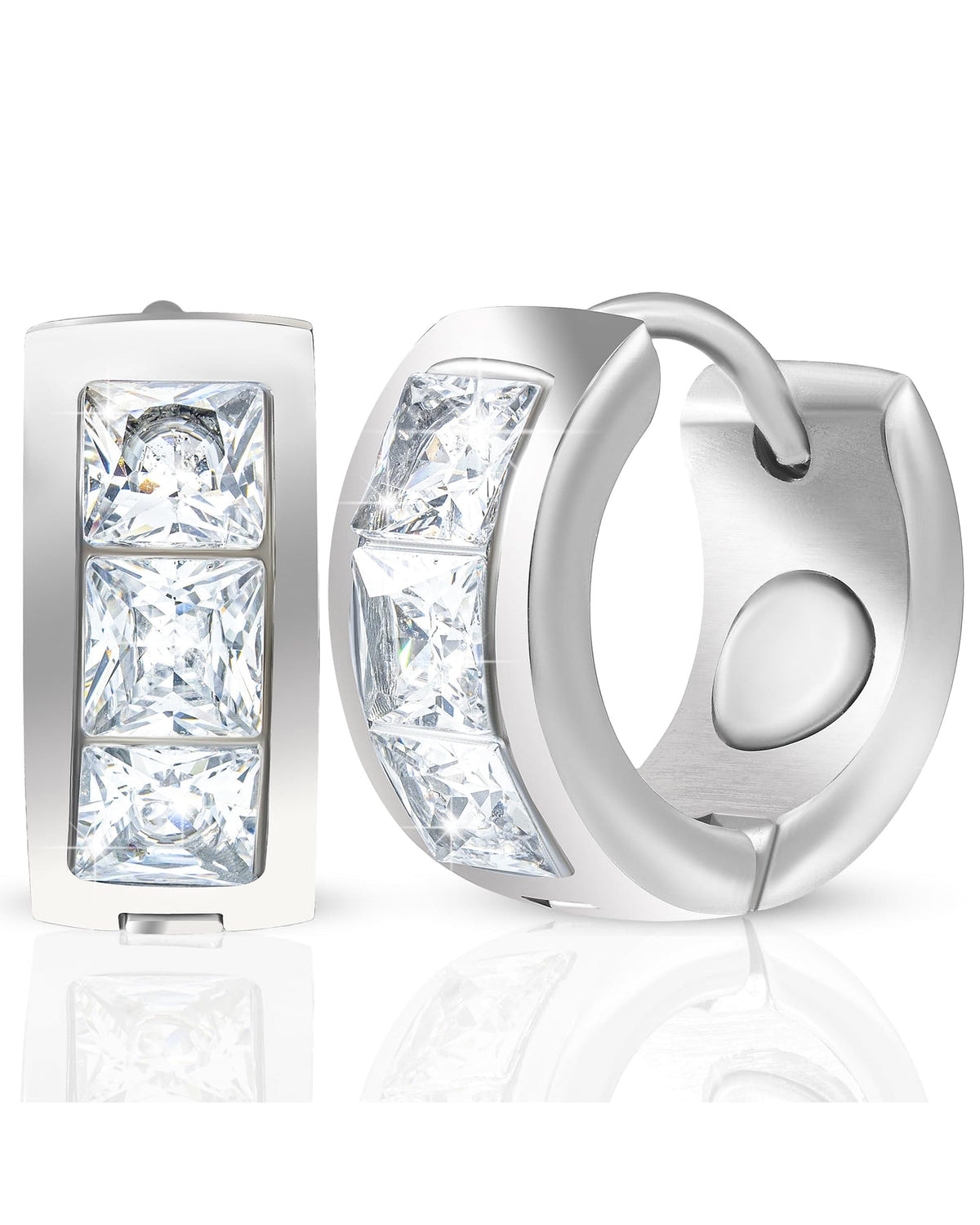 Crystal Magnetic Therapy Earrings for Women (Silver)