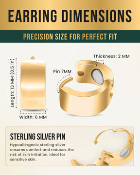 Polished Magnetic Therapy Earrings for Women (Gold)