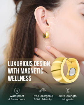 Magnetic Earrings Polished Magnetic Therapy Earrings For Women (Gold | Medium) MagnetRX