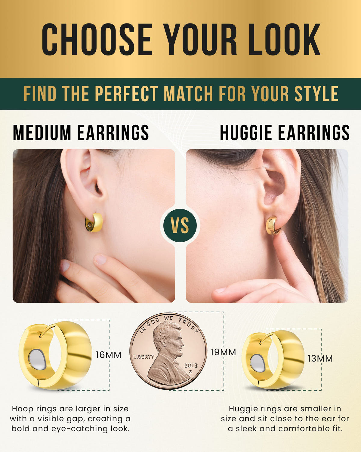 Magnetic Earrings Polished Magnetic Therapy Earrings For Women (Gold | Medium) MagnetRX