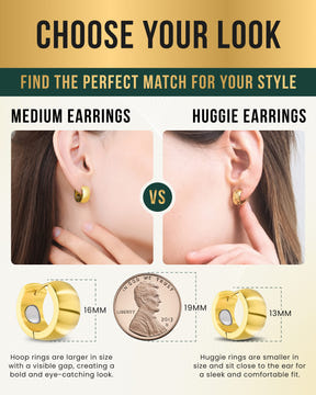 Magnetic Earrings Polished Magnetic Therapy Earrings For Women (Gold | Medium) MagnetRX