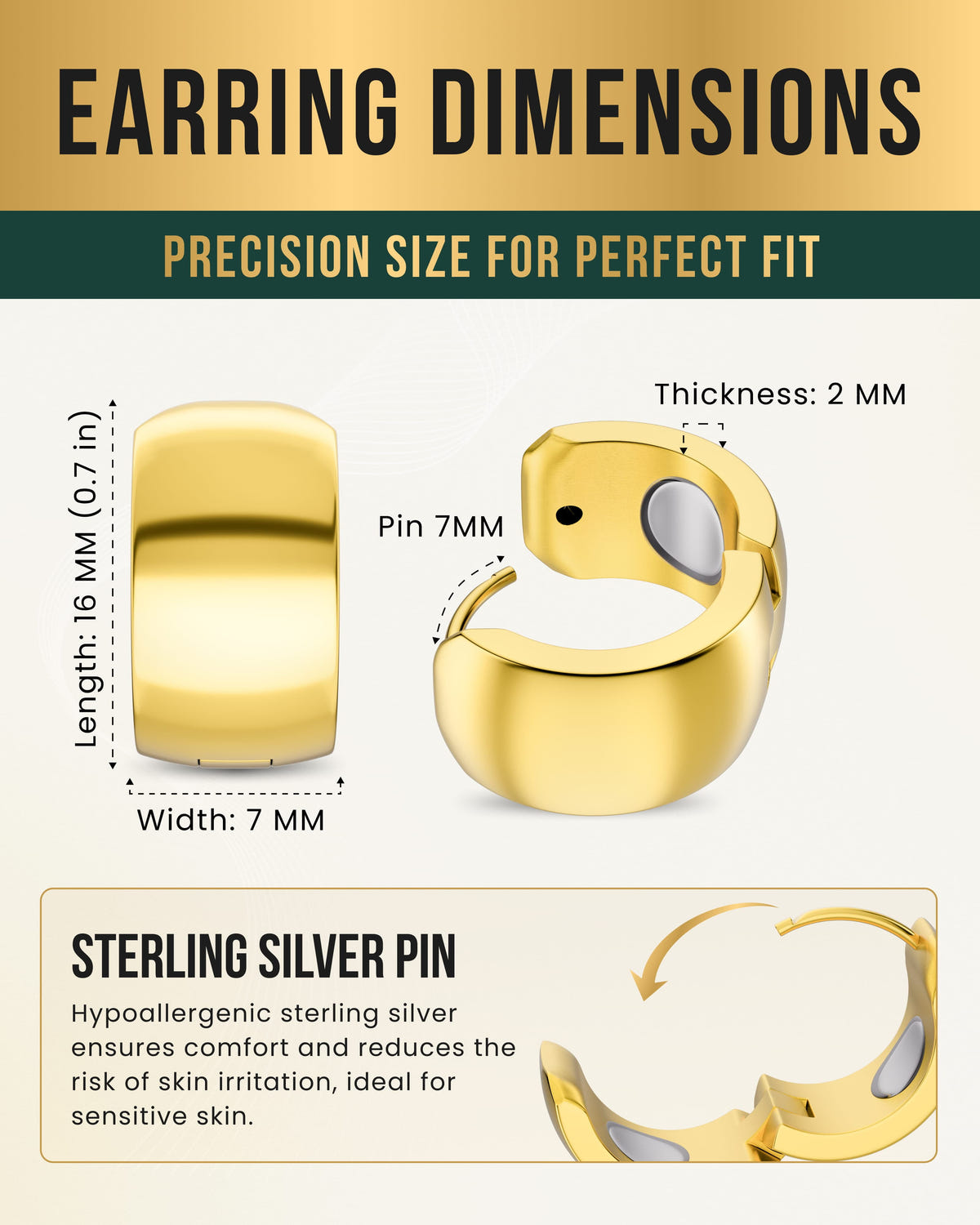 Magnetic Earrings Polished Magnetic Therapy Earrings For Women (Gold | Medium) MagnetRX