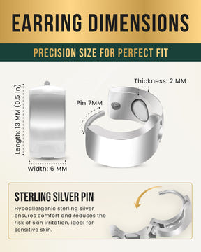 Magnetic Earrings Polished Magnetic Therapy Earrings for Women (Silver) MagnetRX