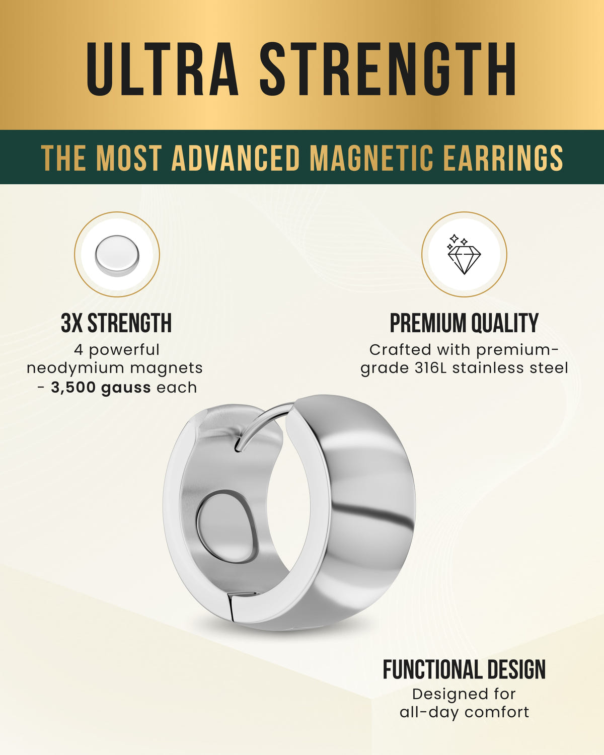 Magnetic Earrings Polished Magnetic Therapy Earrings for Women (Silver | Medium) MagnetRX