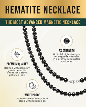 Magnetic Hematite Necklace (6mm Faceted Beads)