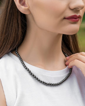 Magnetic Hematite Necklace (6mm Round Beads)