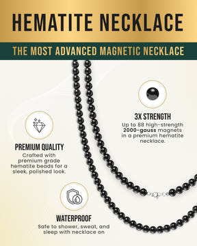 Magnetic Hematite Necklace (6mm Round Beads)