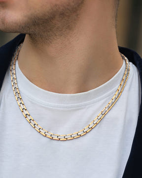 Powerful Silver & Gold Titanium Magnetic Therapy Necklace