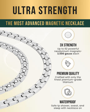 Powerful Silver Titanium Magnetic Therapy Necklace