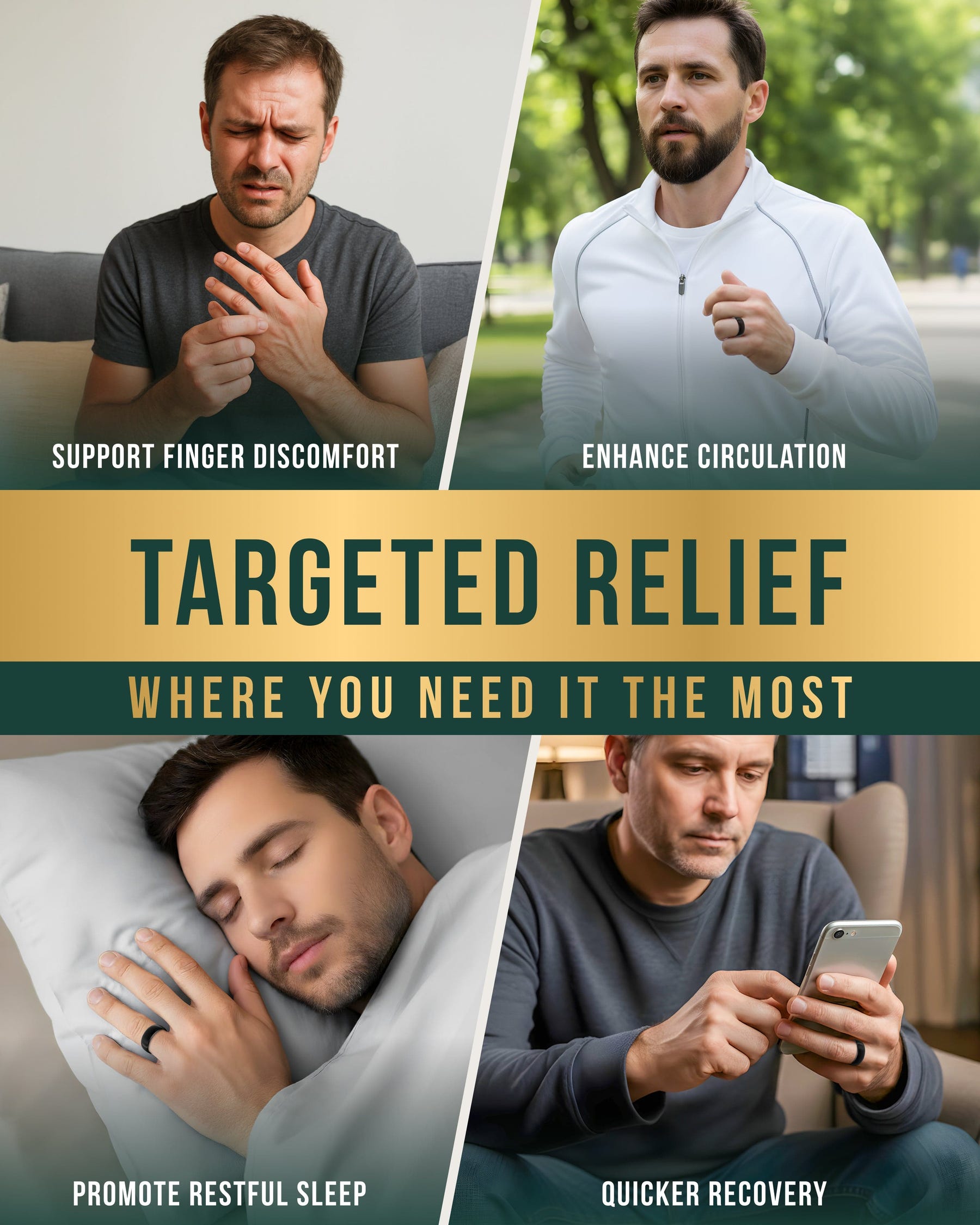Magnetic Therapy Ring (Brushed Black)