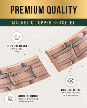 Stamped Chain Magnetic Copper Bracelet Cuff for Men