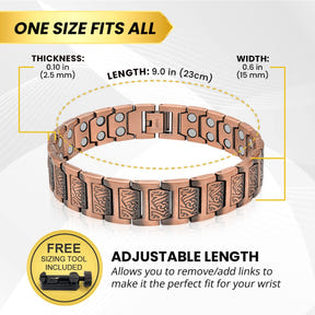 Ultra Strength Pure Copper Magnetic Bracelet (Viking)