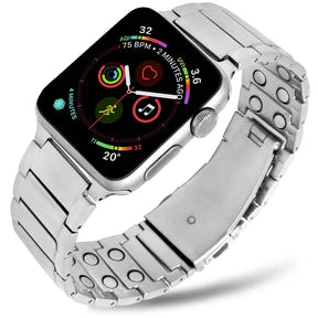 Magnetic Therapy Apple Watch Band Silver Stainless Steel