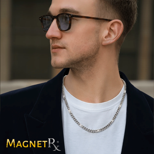 Magnetic Therapy Necklace Stainless Steel Curb Chain
